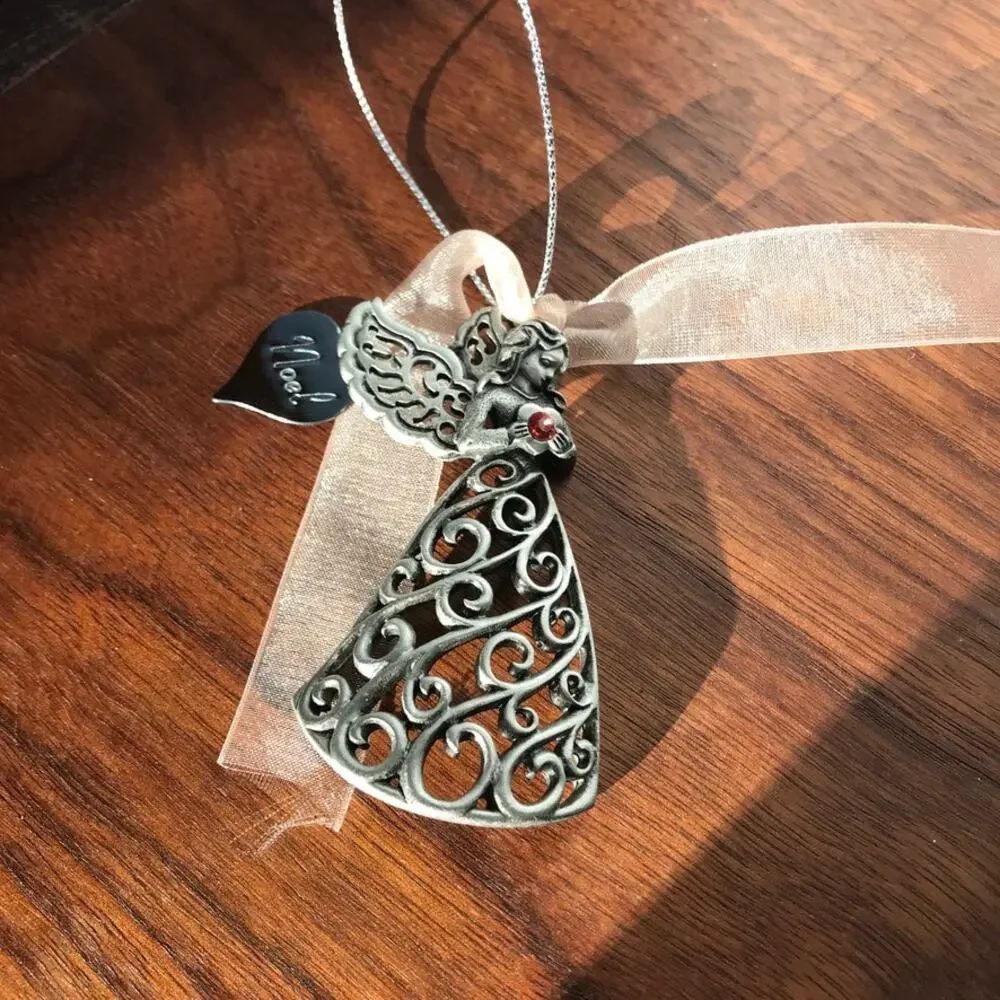 Gloria Duchin Angel of Light Noel Pewter and Swarovski Christmas Ornament